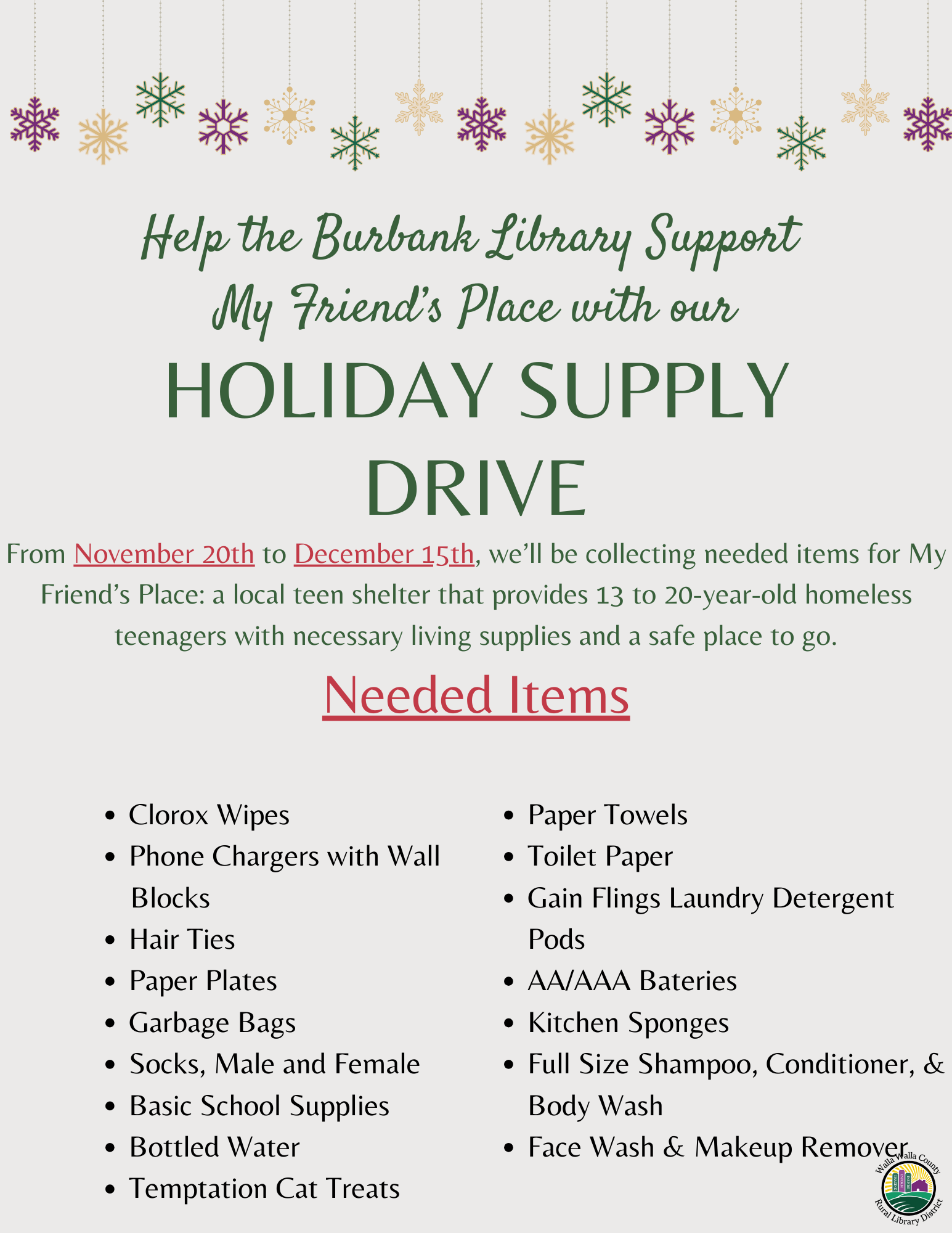 Copy of Holiday Supply Drive 2023