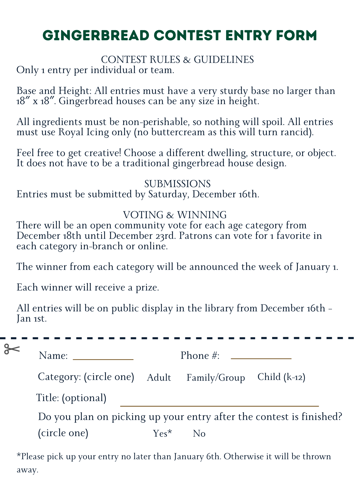 gingerbread contest form